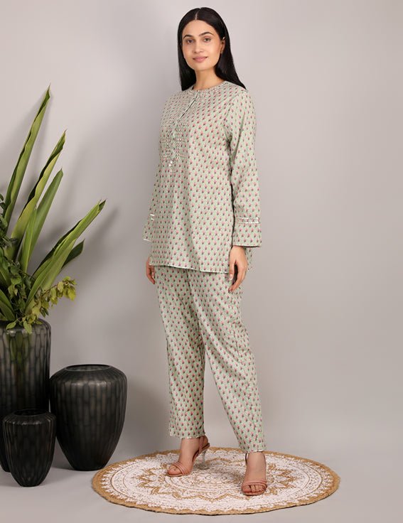 Amira - Hand Block Print Cotton Co - ord Set | Verified Sustainable by Brown Living™