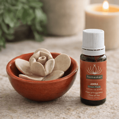 AMRA Diffuser Oil – Uplifting Natural Fragrance for Calm Spaces – Fragrance Diffusers on Brown Living™. SKU: FLO-NAM-001-CER. Img 1.