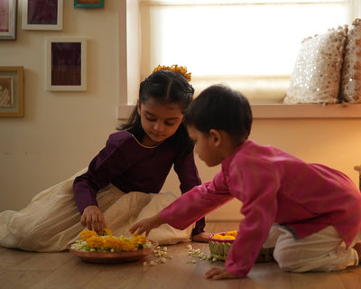 Anagha Lehenga Set in Purple and White Gold – Festive Ethnic Wear – Kids Ethnic Sets on Brown Living™. SKU: C35G8WL12. Img 6.
