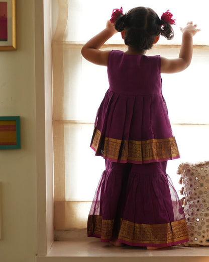 Anagha Purple Sharara Coord Set – Elegant Festive & Party Wear Outfit – Kids Ethnic Sets on Brown Living™. SKU: C35G2PS24. Img 4.