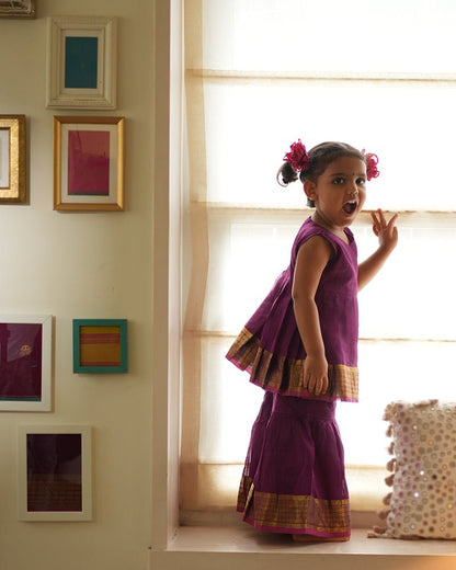 Anagha Purple Sharara Coord Set – Elegant Festive & Party Wear Outfit – Kids Ethnic Sets on Brown Living™. SKU: C35G2PS24. Img 1.