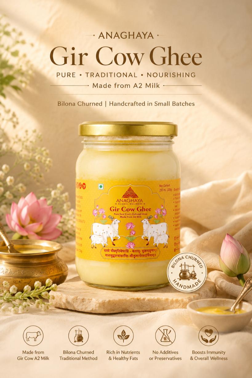 Anaghaya A2 Gir Cow Ghee | Pure Bilona Desi Ghee 500ml – Ghee on Brown Living™. SKU: 017. Img 1.