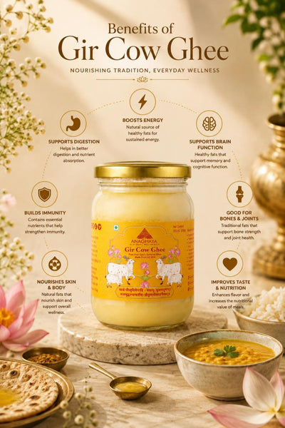 Anaghaya A2 Gir Cow Ghee | Pure Bilona Desi Ghee 500ml – Ghee on Brown Living™. SKU: 017. Img 4.