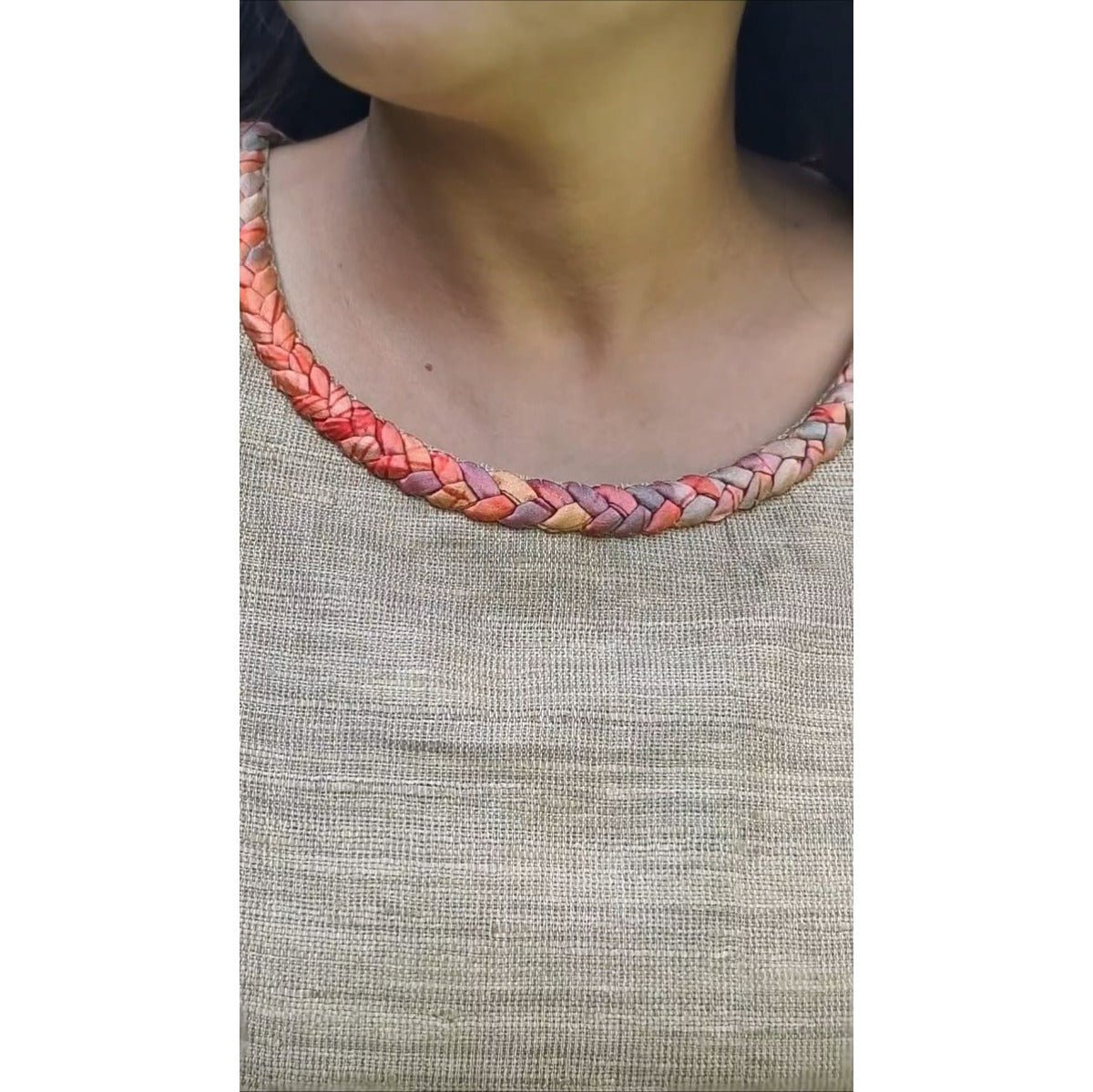 Anahita Natural Beige Zari Gicha Dress With Intricate Braid Work – Womens Dress on Brown Living™. SKU: HD1012XSN. Img 5.