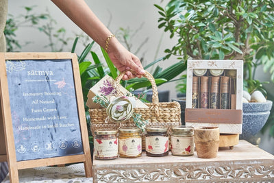 Ānanda Basket - Traditional Ayurvedic Wellness Hamper – Gift Giving on Brown Living™. SKU: Anand_1000gms. Img 2.