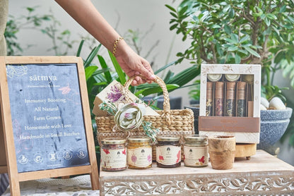 Ānanda Basket - Traditional Ayurvedic Wellness Hamper – Gift Giving by Sātmya available on Brown Living™. . SKU: Anand_1000gms. Img 2.