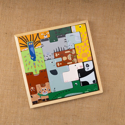 Animal Tetris Educational Toy | Spatial Skills & Logical Reasoning – Wooden Toys on Brown Living™. SKU: JNJ0003. Img 2.