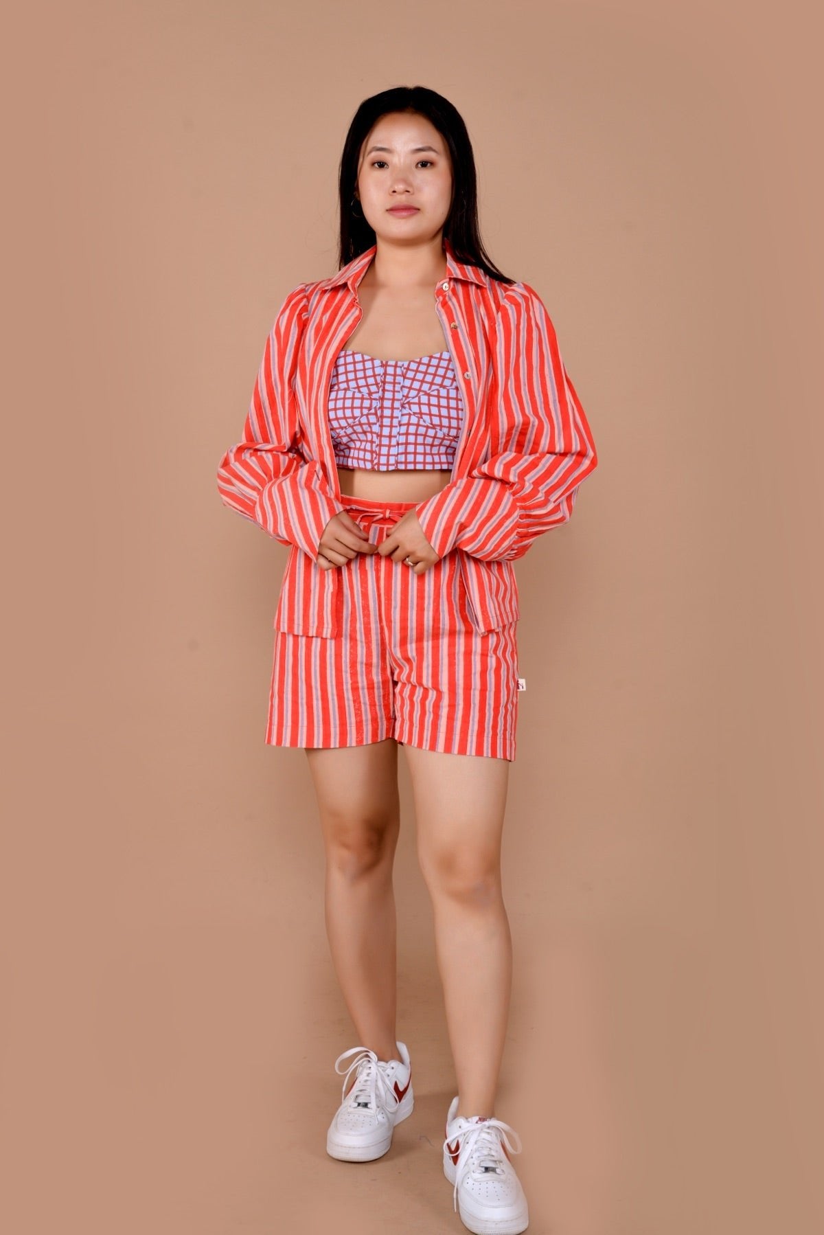 Anna 3 Pc Handloom Cotton Shirts Set With Bustier | Verified Sustainable by Brown Living™