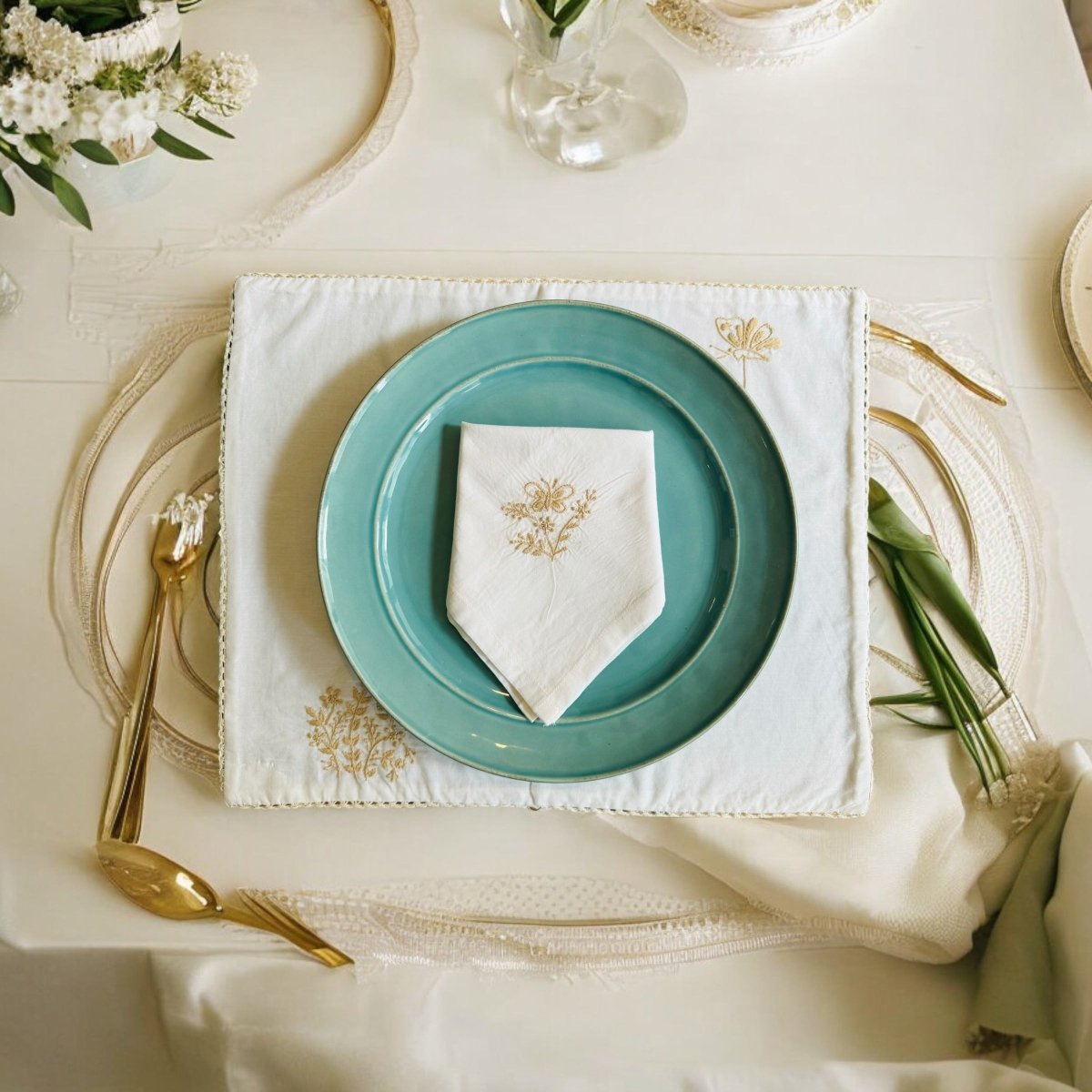 Anthophile Placemats - Set of 2 – Table Linens by Inara Home available on Brown Living™. Beige . SKU: INPMW02. Img 3.