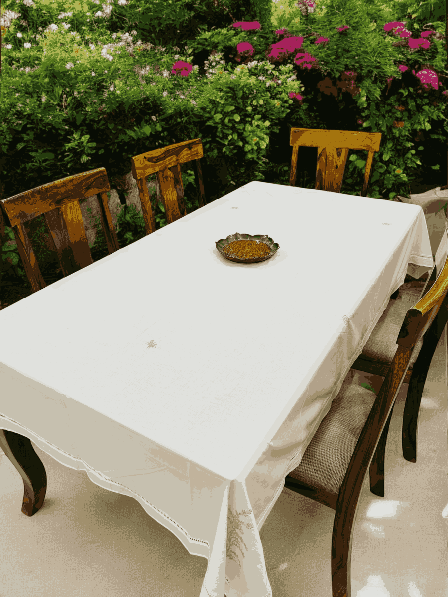 Anthophile Rectangular Table Cloth – Cotton Dining & Home Decor – Table Linens by Inara Home available on Brown Living™. Beige . SKU: INTCW03. Img 2.