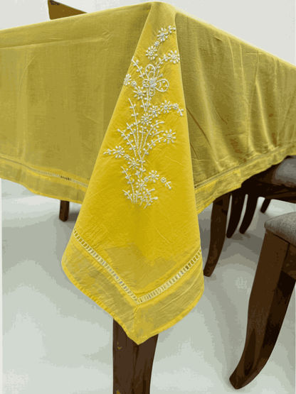 Anthophile Rectangular Table Cloth – Cotton Dining & Home Decor – Table Linens by Inara Home available on Brown Living™. Yellow . SKU: INTCL03. Img 6.