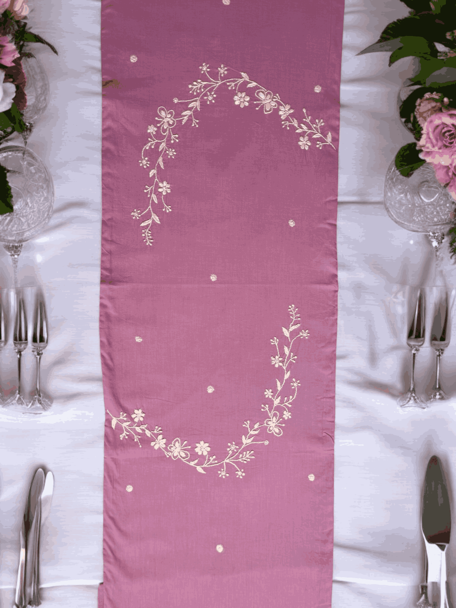 Anthophile Runner – Handmade Floral Cotton Table Runner for Dining – Home Decor on Brown Living™. SKU: INTRL02. Img 8.