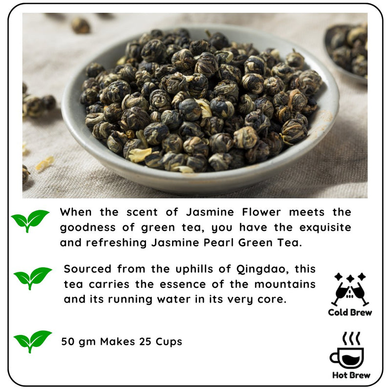 Anti-Ageing China Jasmine Pearl Green Leaf - The Tea That Captivates and Charms | Verified Sustainable Tea on Brown Living™