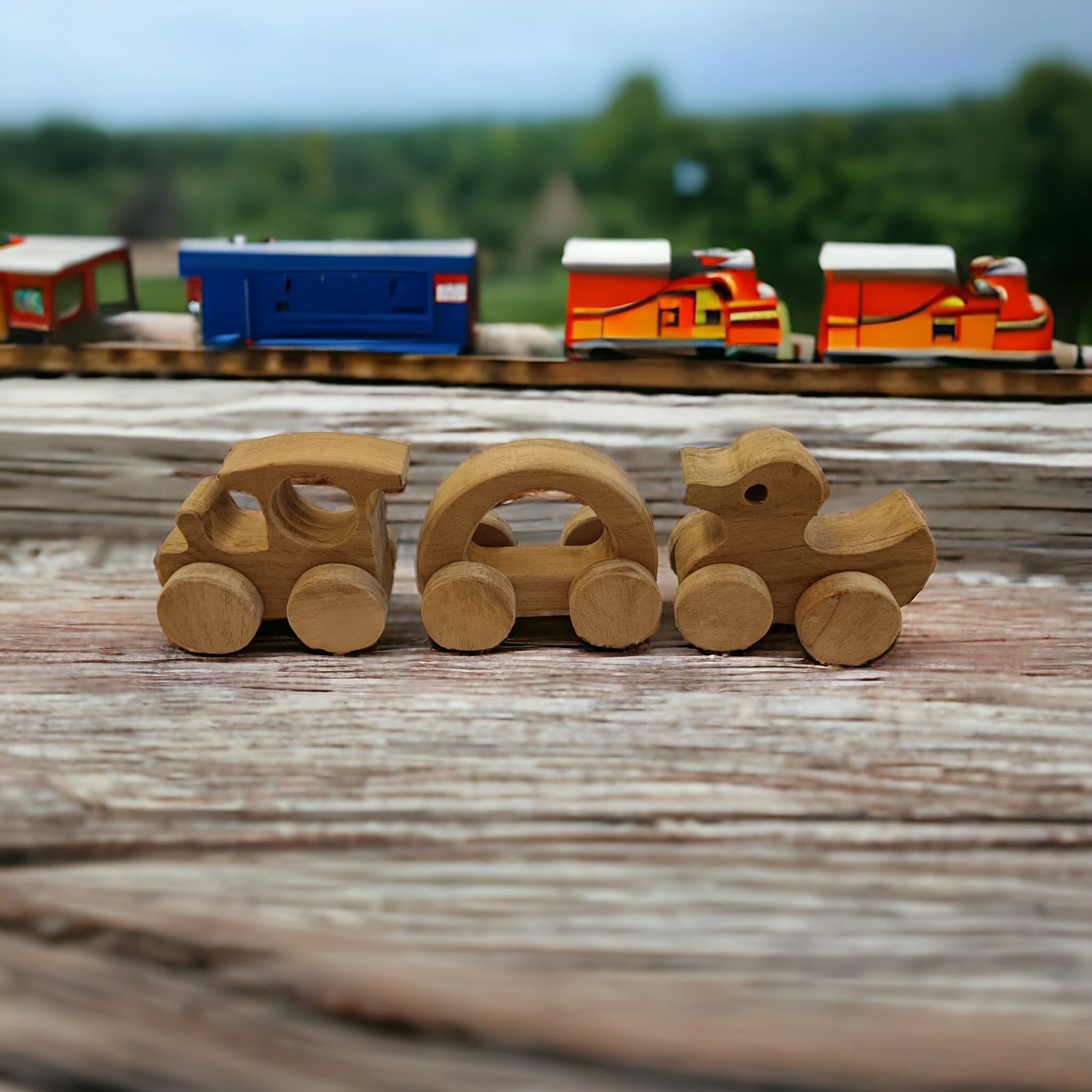 Anti - Bacterial & Healthy Push & Pull Toys – Duck, Train & Hollow Car – Toy Trains & Vehicles on Brown Living™. SKU: W_TRN-DK-HCR. Img 5.