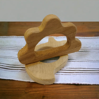 Anti - Bacterial Neem Wooden Teethers – Mango & Cloud Shapes – Baby Teethers & Soothers on Brown Living™. SKU: T_MNG-CLD. Img 5.