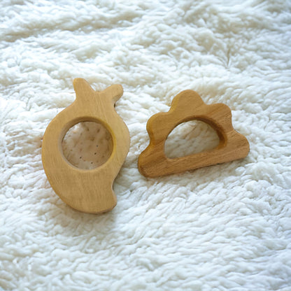 Anti - Bacterial Neem Wooden Teethers – Mango & Cloud Shapes – Baby Teethers & Soothers on Brown Living™. SKU: T_MNG-CLD. Img 4.