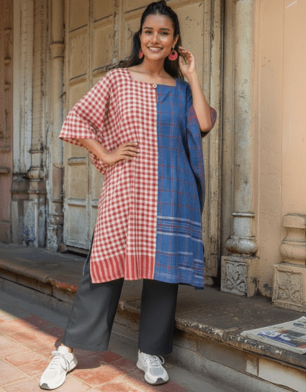 Anti - Fit Breathable Gamcha Free Flow Kaftan for Women – Womens Dress on Brown Living™. SKU: AS-GFK-004. Img 4.