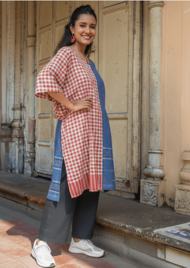Anti - Fit Breathable Gamcha Free Flow Kaftan for Women – Womens Dress on Brown Living™. SKU: AS-GFK-004. Img 3.