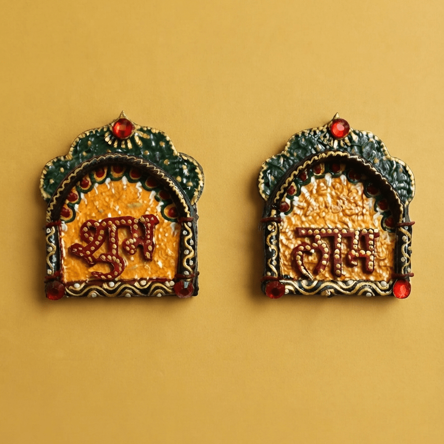 Antique Jharokha Shubh Laabh Wall Sticker Set of 2 | Festive Decor – Home Decor on Brown Living™. SKU: AJSL01. Img 2.