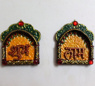 Antique Jharokha Shubh Laabh Wall Sticker Set of 2 | Festive Decor – Home Decor on Brown Living™. SKU: AJSL01. Img 4.