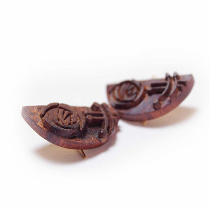 Anusham Rekh - Wooden Earring With Wood Block Carving – Jewellery on Brown Living™. SKU: UARKHWJER001. Img 4.