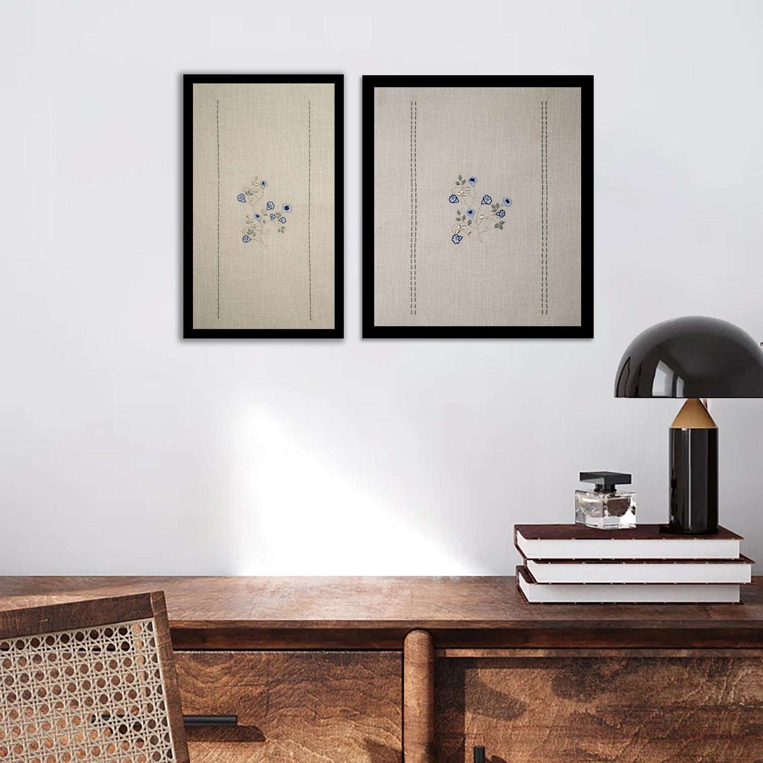 Aparajita Wall Art | Hand - Embroidered Cotton Textile Artwork (Unframed – Wall Decor on Brown Living™. SKU: UD00000189 - n. Img 2.