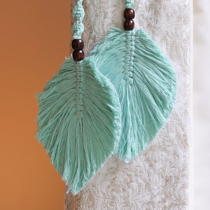 Aqua Macrame Leaf Curtain Ties | Verified Sustainable by Brown Living™