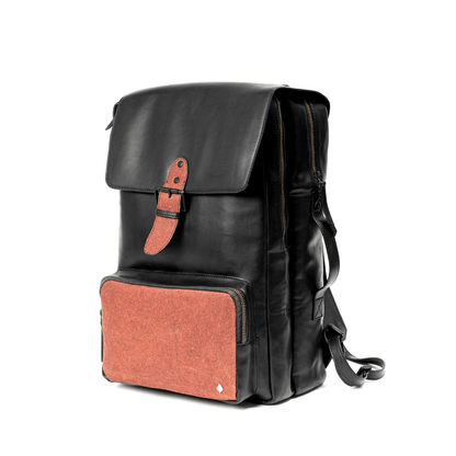 Arden Vegan Leather Bagpack - Black – Backpacks on Brown Living™. SKU: BPGH2025 - 4002. Img 6.