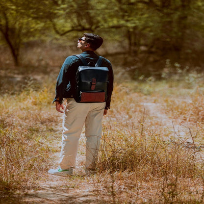 Arden Vegan Leather Bagpack - Black – Backpacks on Brown Living™. SKU: BPGH2025 - 4002. Img 1.