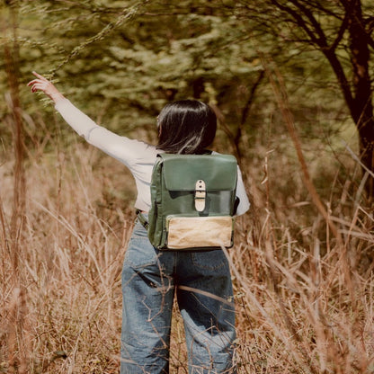 Arden Vegan Leather Bagpack - Green – Backpacks on Brown Living™. SKU: BPGH2025 - 4003. Img 1.