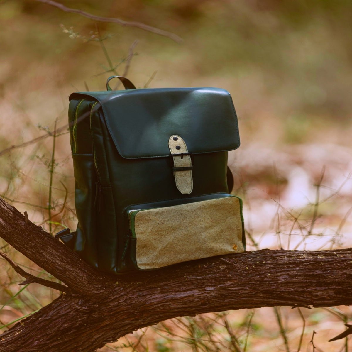 Arden Vegan Leather Bagpack - Green – Backpacks by Green Hermitage available on Brown Living™. . SKU: BPGH2025 - 4003. Img 3.