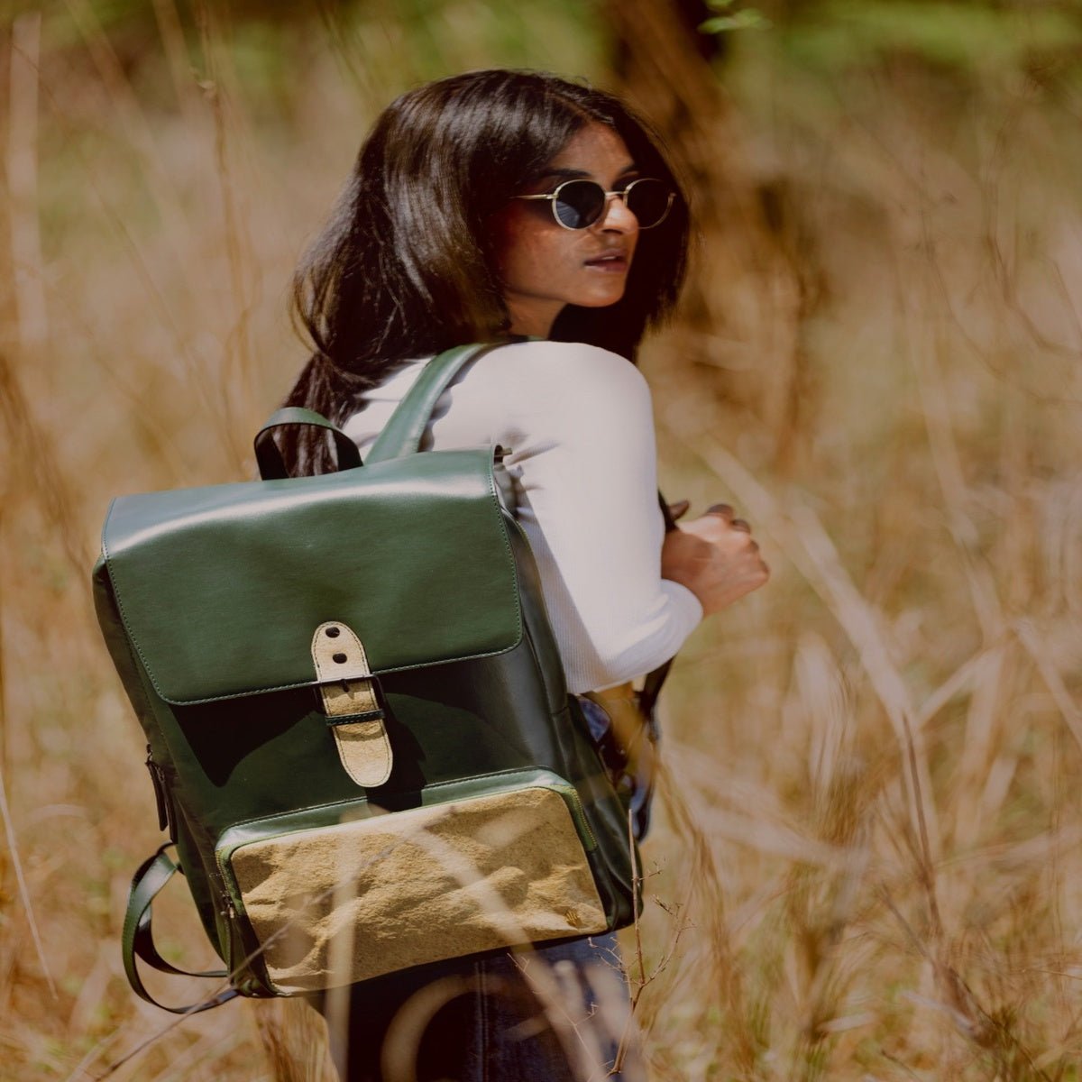 Arden Vegan Leather Bagpack - Green – Backpacks by Green Hermitage available on Brown Living™. . SKU: BPGH2025 - 4003. Img 4.