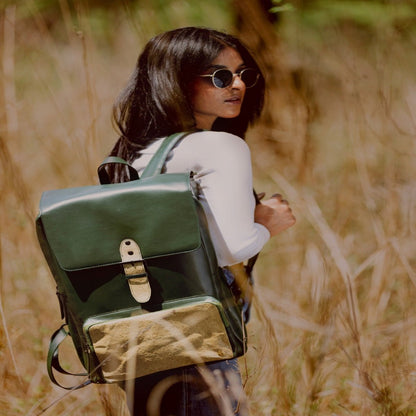 Arden Vegan Leather Bagpack - Green – Backpacks on Brown Living™. SKU: BPGH2025 - 4003. Img 4.