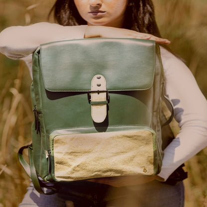 Arden Vegan Leather Bagpack - Green – Backpacks on Brown Living™. SKU: BPGH2025 - 4003. Img 6.