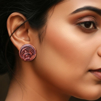 Ardra Rekh Wooden Earrings With Wood Block Carving – Jewellery on Brown Living™. SKU: UARKHWJER006. Img 5.