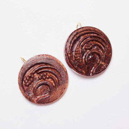 Ardra Rekh Wooden Earrings With Wood Block Carving – Jewellery on Brown Living™. SKU: UARKHWJER006. Img 1.