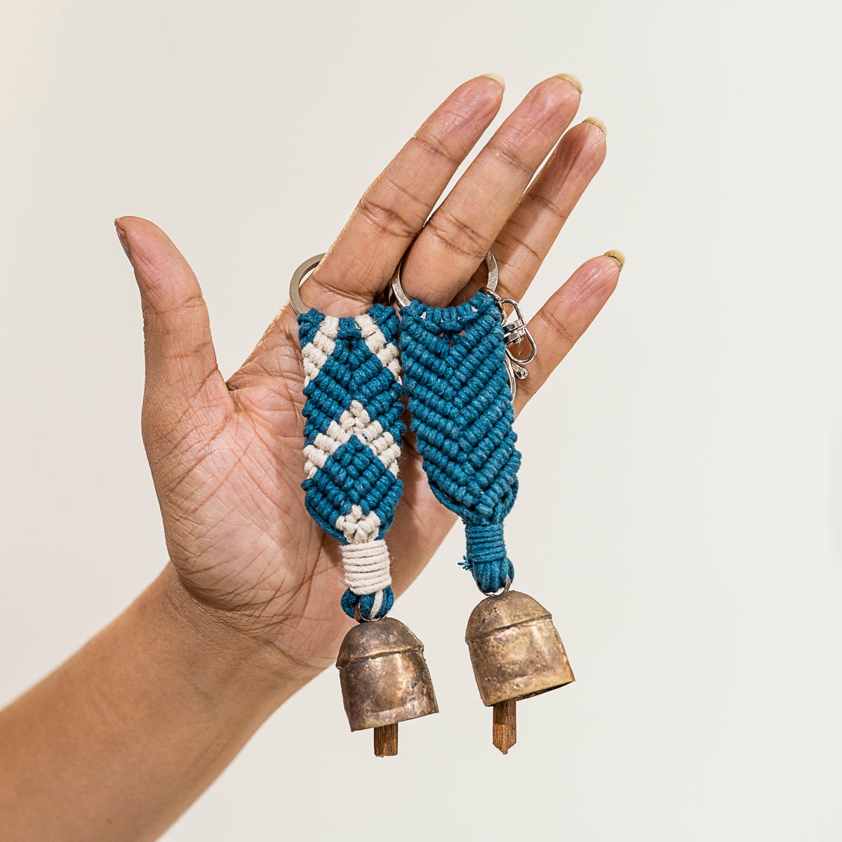 Aria Chevron Keyrings Set of 2 – Stylish & Durable Handmade Keychain – Travel Accessories on Brown Living™. SKU: S23ACHEVKEY178-IB. Img 1.