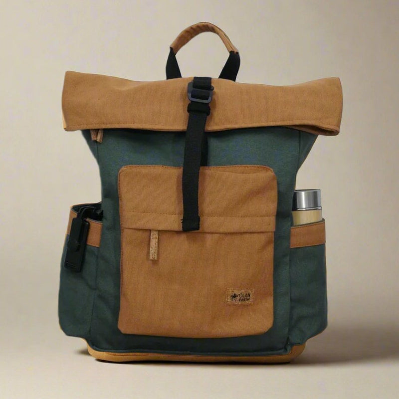 Armadillo Rolltop Backpack - 5L | Water Resistant Cotton Canvas Bag | Verified Sustainable by Brown Living™