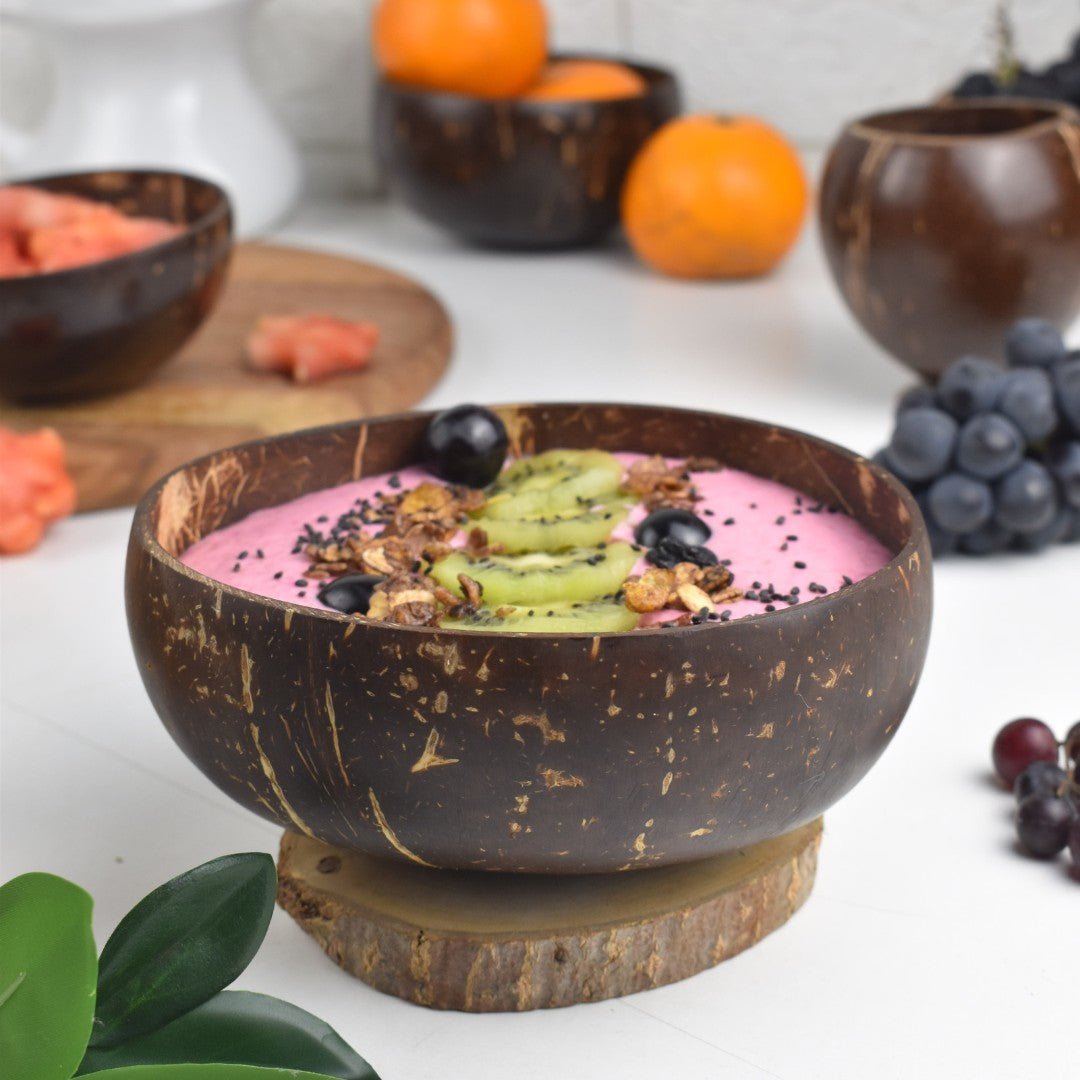 Artisan Jumbo Coconut Shell Bowls And Spoon Sets - 900ml (Set of 2) | Verified Sustainable by Brown Living™