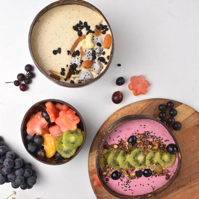 Artisan Jumbo Coconut Shell Bowls And Spoon Sets - 900ml (Set of 2) – Plates & Bowls on Brown Living™. SKU: jumbo 900ml - spoon x 2. Img 6.