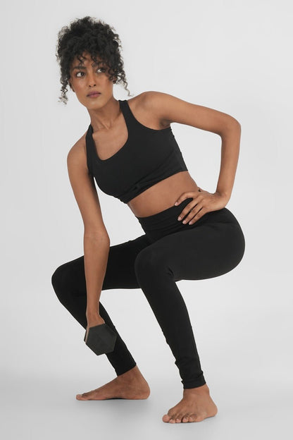 Ash Snug Fit Athletic Sports Bra | Seamless Comfort & Support – Womens Top on Brown Living™. SKU: ELASHBLKXS. Img 6.