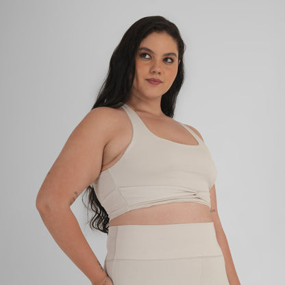 Ash Snug Fit Athletic Sports Bra – White | Seamless Support & Comfort – Womens Top on Brown Living™. SKU: ELASHWHTXS. Img 1.