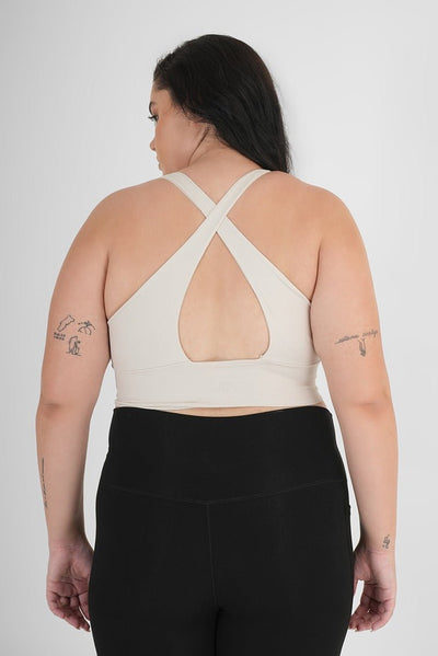 Ash Snug Fit Athletic Sports Bra – White | Seamless Support & Comfort – Womens Top on Brown Living™. SKU: ELASHWHTXS. Img 7.