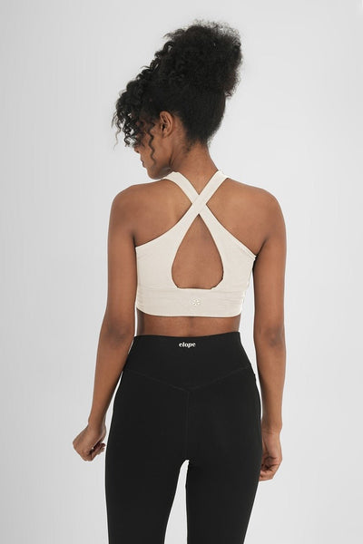 Ash Snug Fit Athletic Sports Bra – White | Seamless Support & Comfort – Womens Top on Brown Living™. SKU: ELASHWHTXS. Img 4.