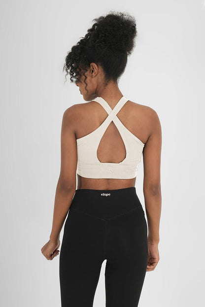 Ash Snug Fit Athletic Sports Bra – White | Seamless Support & Comfort – Womens Top on Brown Living™. SKU: ELASHWHTXS. Img 4.