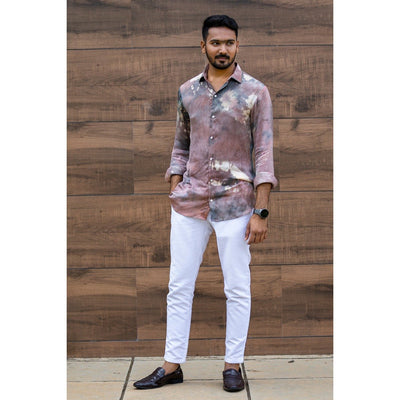 Ashcade Satin Shirt for Men | Stylish Party Wear Satin Shirt – Mens Shirt on Brown Living™. SKU: TMS0167-XS. Img 1.