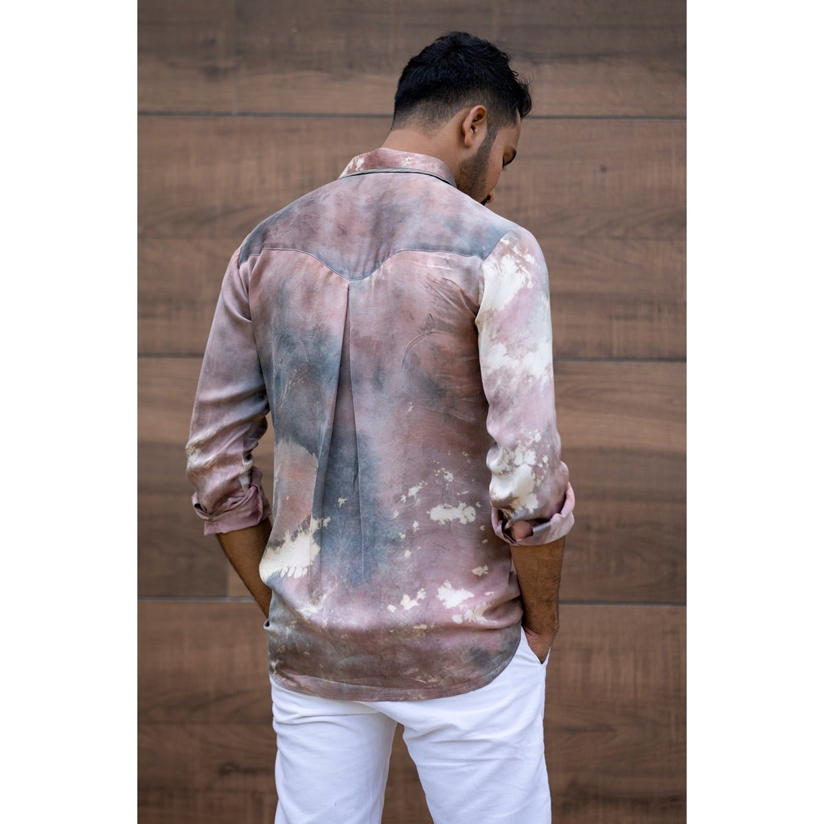 Ashcade Satin Shirt for Men | Stylish Party Wear Satin Shirt – Mens Shirt on Brown Living™. SKU: TMS0167-XS. Img 4.