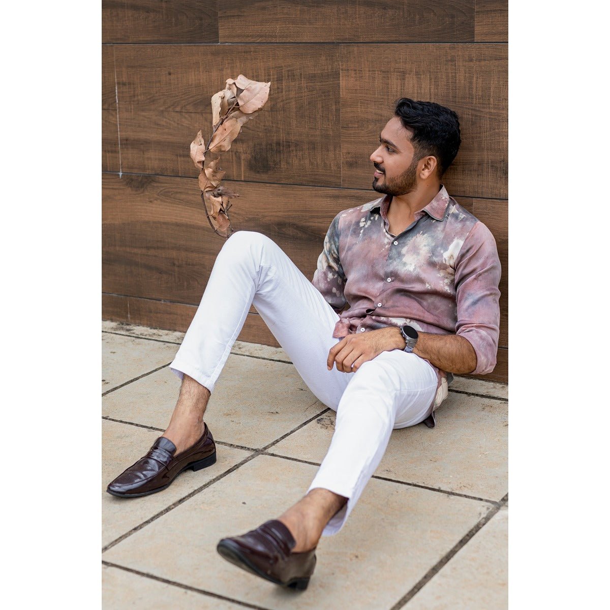 Ashcade Satin Shirt for Men | Stylish Party Wear Satin Shirt – Mens Shirt on Brown Living™. SKU: TMS0167-XS. Img 2.