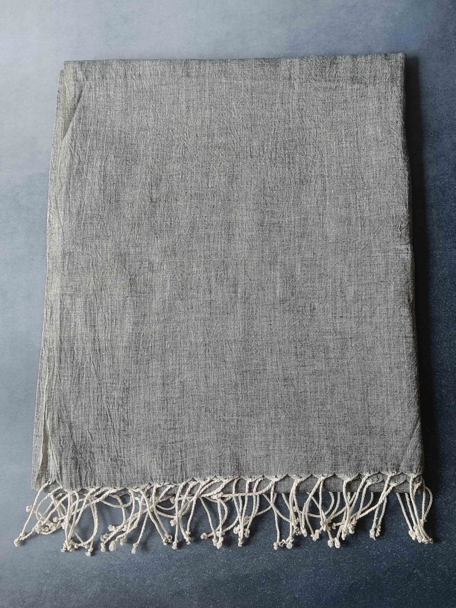 Ashen Hemp Fabric Unisex Stole - Dark Grey | Verified Sustainable by Brown Living™