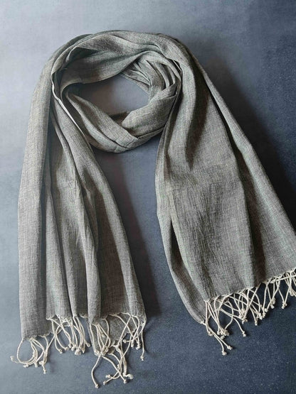 Ashen Hemp Fabric Unisex Stole - Dark Grey | Verified Sustainable by Brown Living™